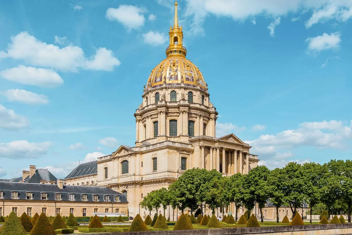 The golden dome of Les Invalides above Napoleon's tomb, a monumental museum in Paris